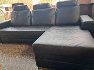 Sofá Chaiselongue Negro Piel