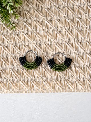 Pendientes Macramé Aro Negro y Verde