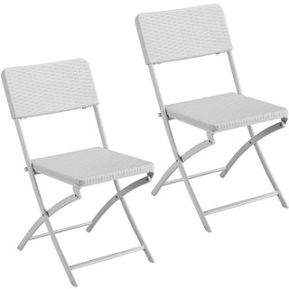 Set 2 Sedie Pieghevoli in Polyrattan Bianco da Esterno