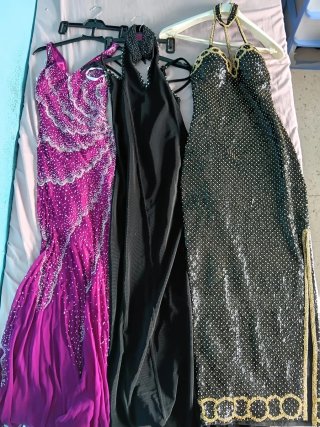 3 Vestidos Fiesta Morado y Negro
