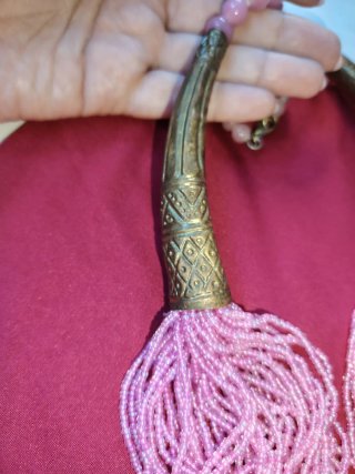 Collana indiana perline rosa e quarzo