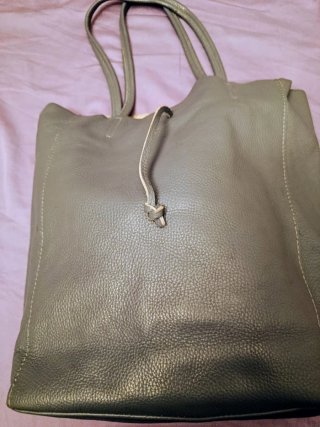 Borsa shopper in pelle azzurra