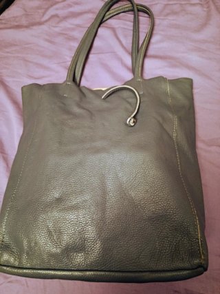 Borsa shopper in pelle azzurra