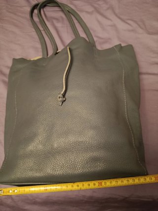 Borsa shopper in pelle azzurra