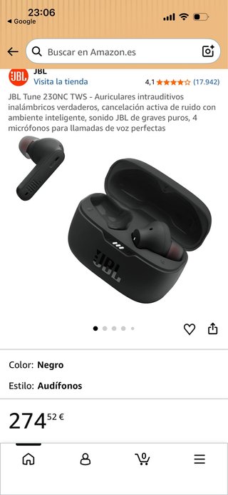 Auriculares JBL Tune 230NC TWS Negros
