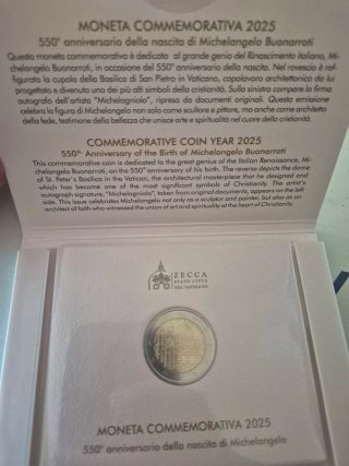 2 euros Vaticano 2025 - 550 años Miguel Ángel
