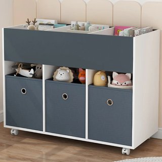 Scaffale per Bambini 3 Cassetti Tessuto Libreria Ruote