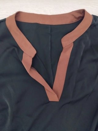 SHEIN LUNE Camisa de manga larga con cuello marrón