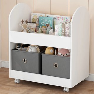 Scaffale per Bambini 2 Cassetti Tessuto Libreria Ruote