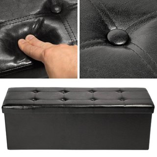 Pouf contenitore pieghevole in pelle sintetica 110 x 38 x