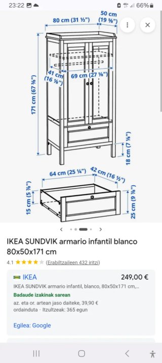 Armario infantil IKEA Sundvik