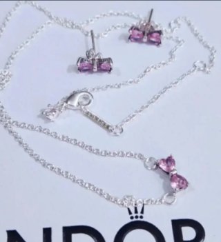 Conjunto Pandora Plata y Rosa