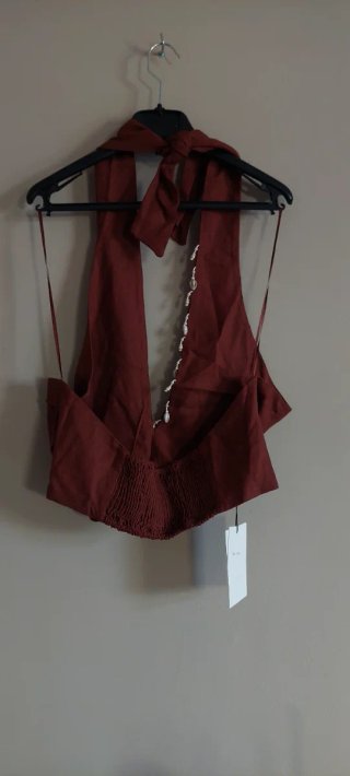 Top Halter Marrón/Rojo Talla XL