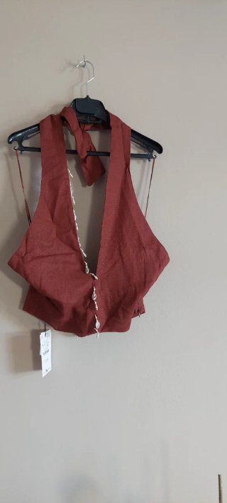 Top Halter Marrón/Rojo Talla XL