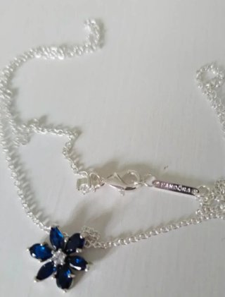 Conjunto Pandora Flor Zafiro y Diamante