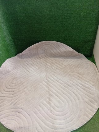 Alfombra redonda beige diseño geométrico