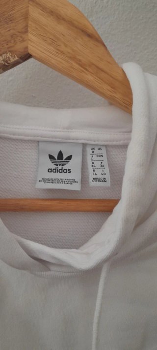Sweatshirt Adidas Curta Capuz Branco