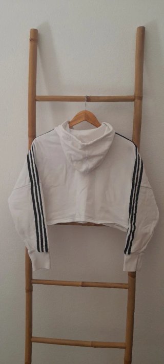 Sweatshirt Adidas Curta Capuz Branco