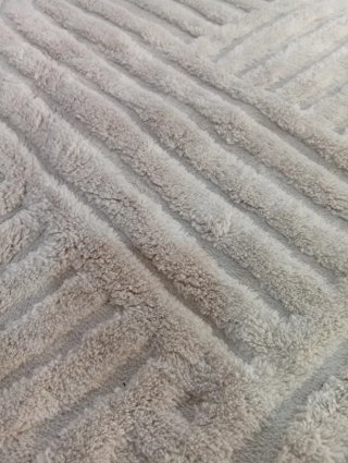 Alfombra Redonda Beige Diseño Geométrico