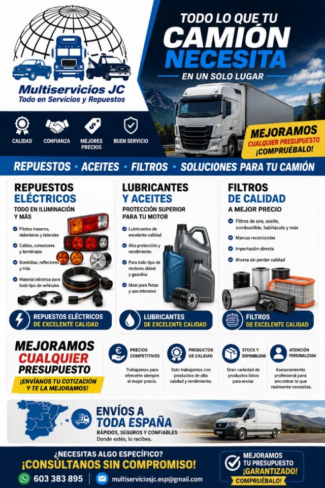 Recambios para camiones y vehículos industriales