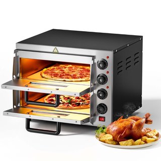 Wiltec | Forno pizza elettrico 2 livelli 3000W con pietra