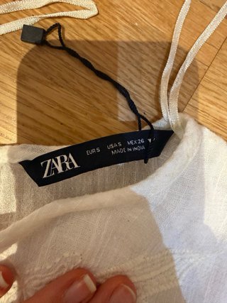 Vestido Zara Blanco Talla S Crochet Verano