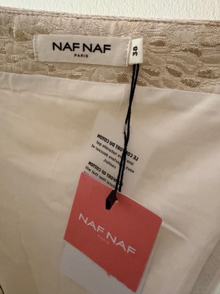 Vestido Naf Naf - Jacquard Dorado Talla 36