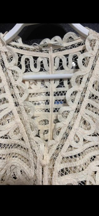 Top Zara Crochet Talla M Beige