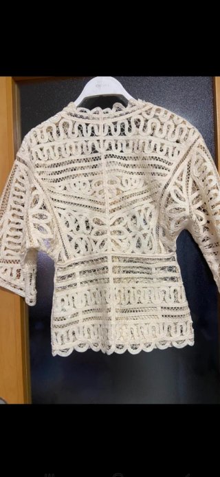 Top Zara Crochet Talla M Beige