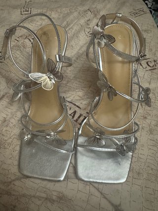 Sandalias Epica Plata Talla 38 Mariposas