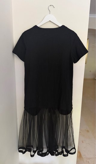 Vestido negro estampado tul S