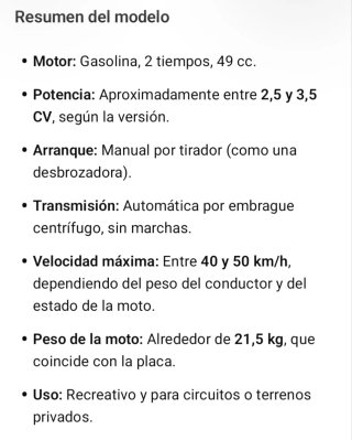 Mini Moto MMX MOTO 49cc nueva a estrenar