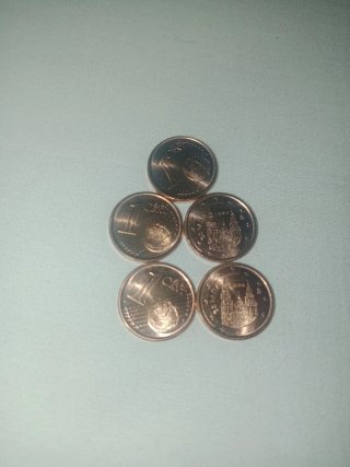 Lote 5 monedas 1 céntimo 1999 sin circular