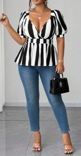 Camisa SHEIN rayas blancas y negras Talla XXXL