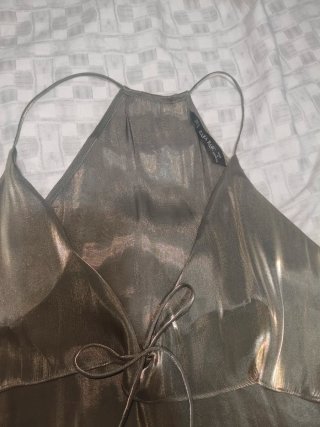 Blusa Zara Seda Oro/Plateada