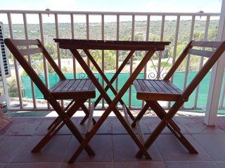 Conjunto Mesa y 2 Sillas Jardín Madera