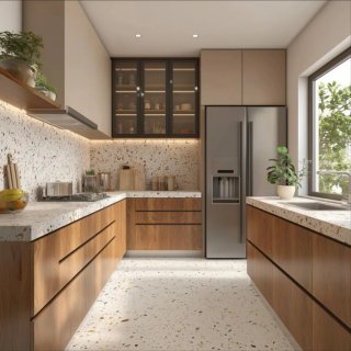 Muebles de cocina madera y cristal