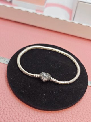 Pulsera Pandora pave 19 cm Corazón Brillante Plata