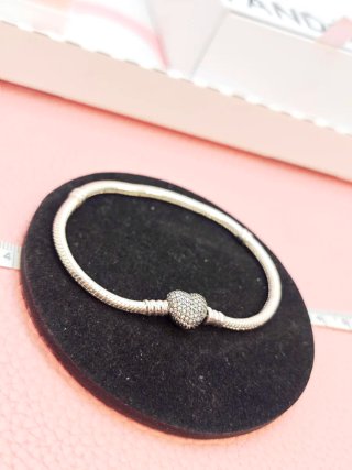Pulsera Pandora pave 19 cm Corazón Brillante Plata