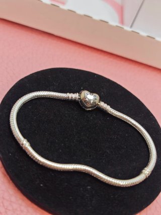 Pulsera Pandora pave 19 cm Corazón Brillante Plata
