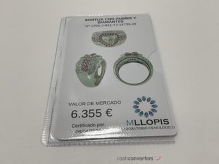 anillo oro 18k con piedra con diamante,zafiro t. 11 (16,24 mm)