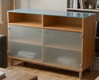 Credenza in legno e vetro