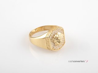 sello oro 18k con piedra con circonita