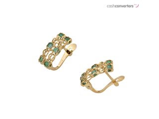 pendientes oro 18k con piedra con esmeralda