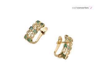 pendientes oro 18k con piedra con esmeralda