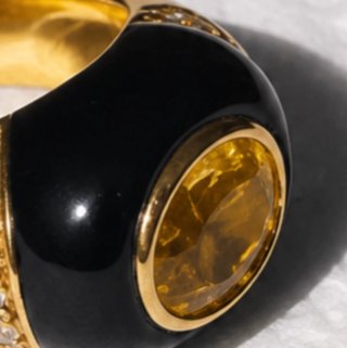 Anillo Oro 18K Zafiro Amarillo y Diamantes