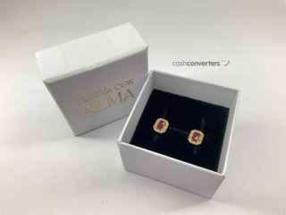 pendientes oro 18k con piedra