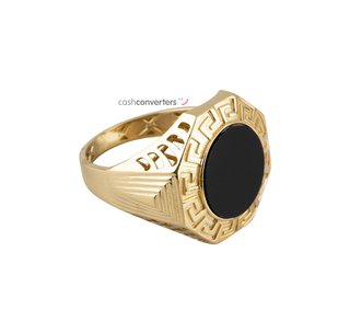sello oro 18k con piedra con onix