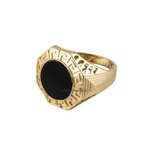 sello oro 18k con piedra con onix