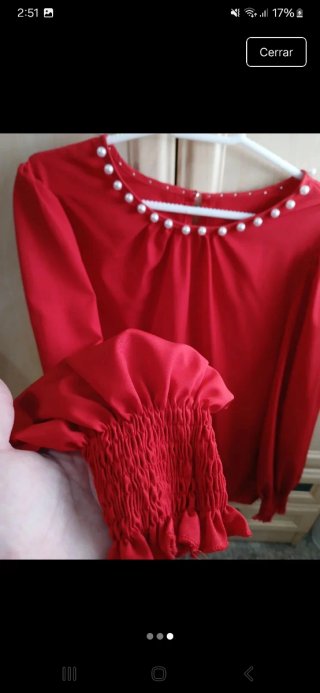 Blusa Roja Perlas .